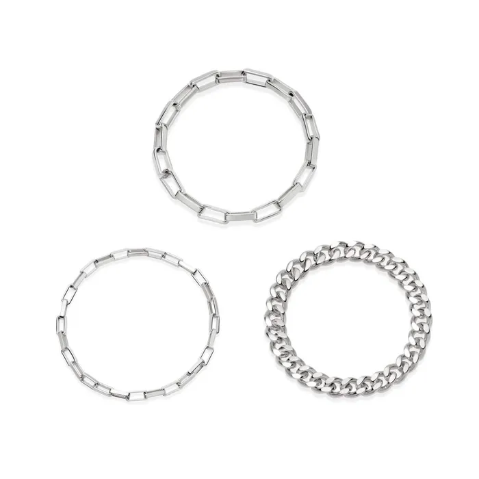 Women Este Lalonde Rings Daisy London Jewellery Box And Open Curb Chain Ring Stack Sterling Silver Women Este Lalonde Rings Daisy London Jewellery Box And Open Curb Chain Ring Stack Sterling Silver