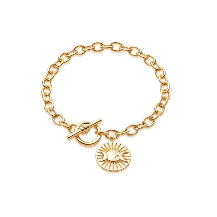 Women Este X Daisy Goddess Daisy London Jewellery Este Lalonde Goddess Medallion T Bar Bracelet 18Ct Gold Plate Women Este X Daisy Goddess Daisy London Jewellery Este Lalonde Goddess Medallion T Bar Bracelet 18Ct Gold Plate