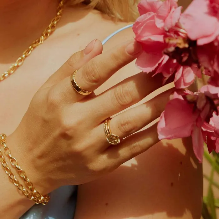 Women Este X Daisy Goddess Daisy London Jewellery Este Lalonde Thea Chunky Stacking Ring 18Ct Gold Plate
