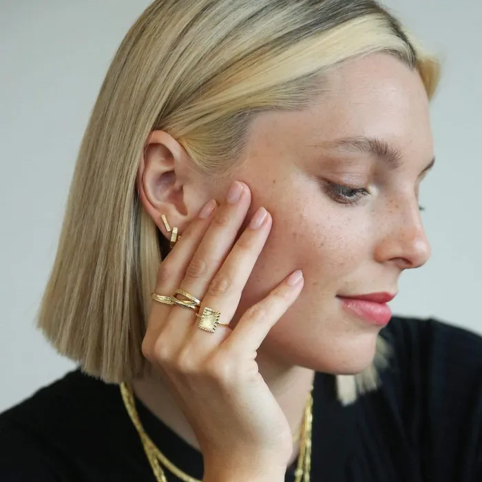 Women Este X Daisy Goddess Daisy London Jewellery Este Lalonde Trinity Ring 18Ct Gold Plate