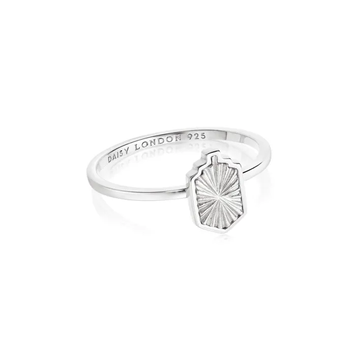 Women Este X Daisy Original Daisy London Jewellery Este Lalonde Mini Sunburst Shield Ring Sterling Silver Women Este X Daisy Original Daisy London Jewellery Este Lalonde Mini Sunburst Shield Ring Sterling Silver