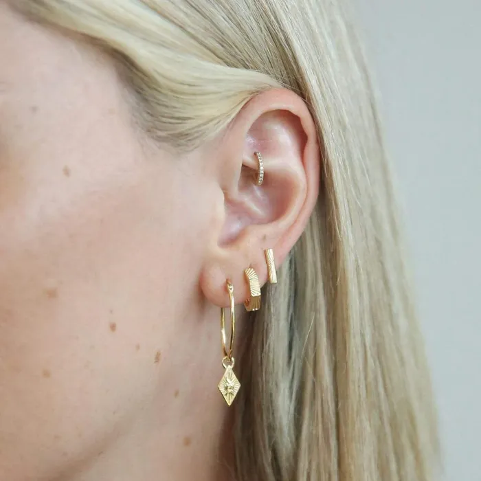 Women Este X Daisy Original Daisy London Jewellery Este Lalonde Octagonal Huggie Hoops 18Ct Gold Plate