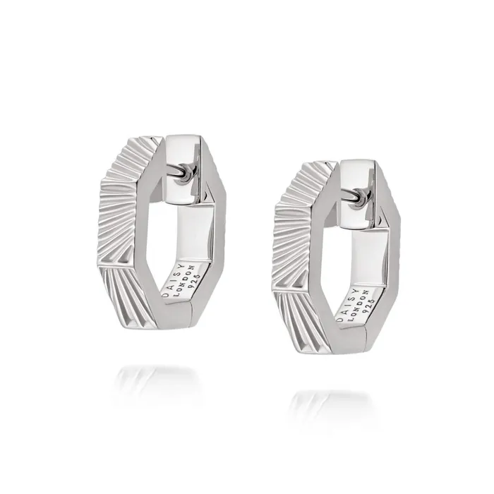 Women Este X Daisy Original Daisy London Jewellery Este Lalonde Octagonal Huggie Hoops Sterling Silver Women Este X Daisy Original Daisy London Jewellery Este Lalonde Octagonal Huggie Hoops Sterling Silver