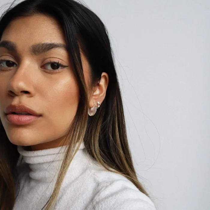 Women Este X Daisy Original Daisy London Jewellery Este Lalonde Octagonal Huggie Hoops Sterling Silver