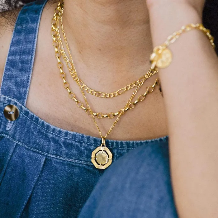 Women Este X Daisy Original Daisy London Jewellery Este Lalonde Octagonal Necklace 18Ct Gold Plate