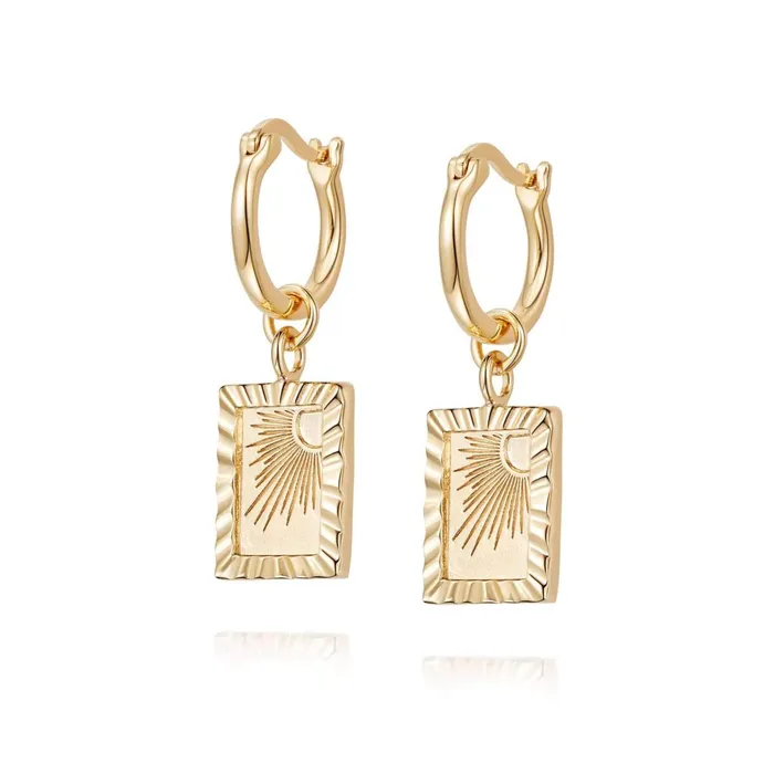 Women Este X Daisy Original Daisy London Jewellery Este Lalonde Rising Sun Frame Charm Earrings 18Ct Gold Plate Women Este X Daisy Original Daisy London Jewellery Este Lalonde Rising Sun Frame Charm Earrings 18Ct Gold Plate