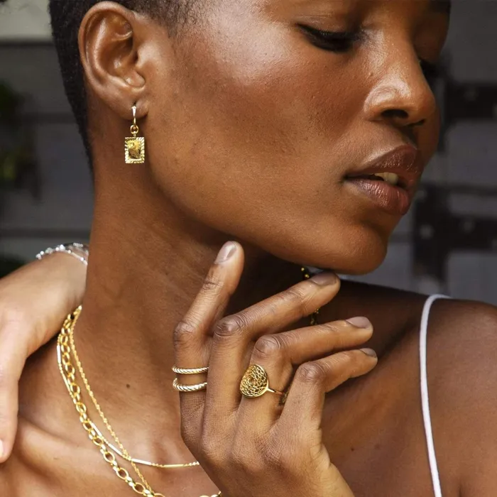 Women Este X Daisy Original Daisy London Jewellery Este Lalonde Rising Sun Frame Charm Earrings 18Ct Gold Plate