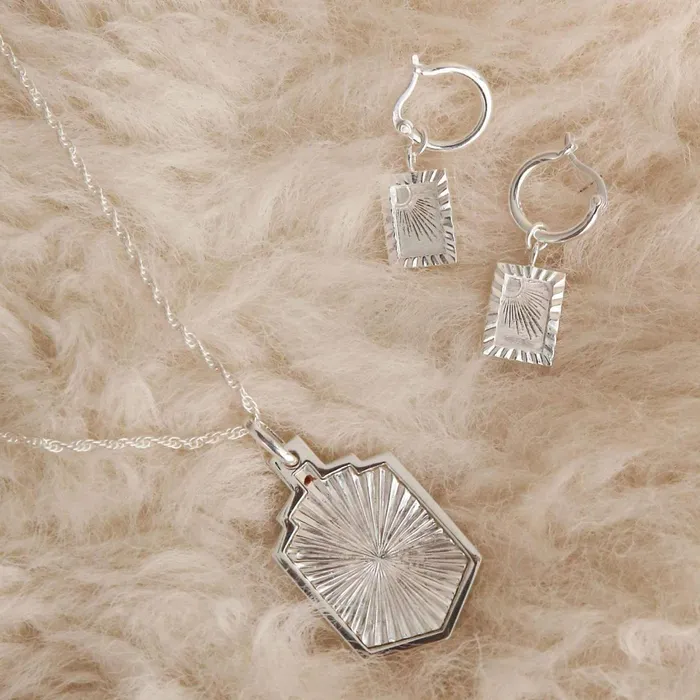 Women Este X Daisy Original Daisy London Jewellery Este Lalonde Rising Sun Frame Charm Earrings Sterling Silver