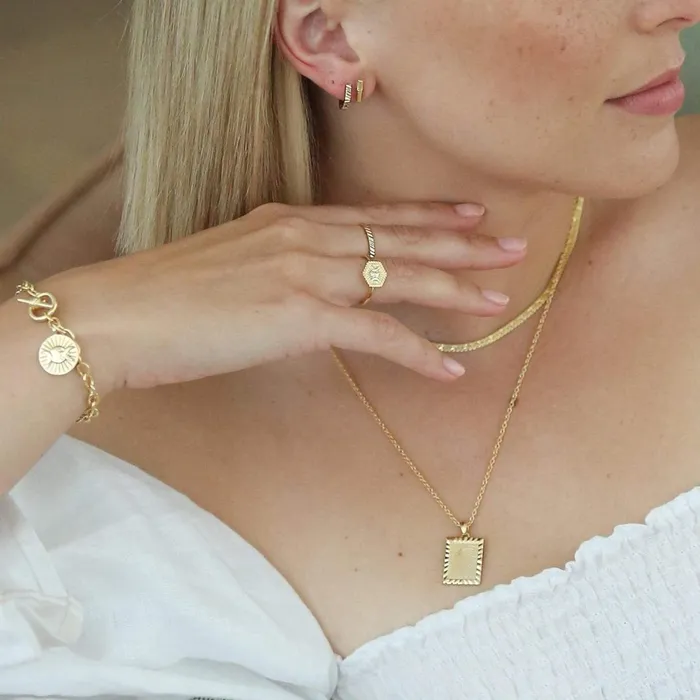 Women Este X Daisy Original Daisy London Jewellery Este Lalonde Rising Sun Frame Necklace 18Ct Gold Plate