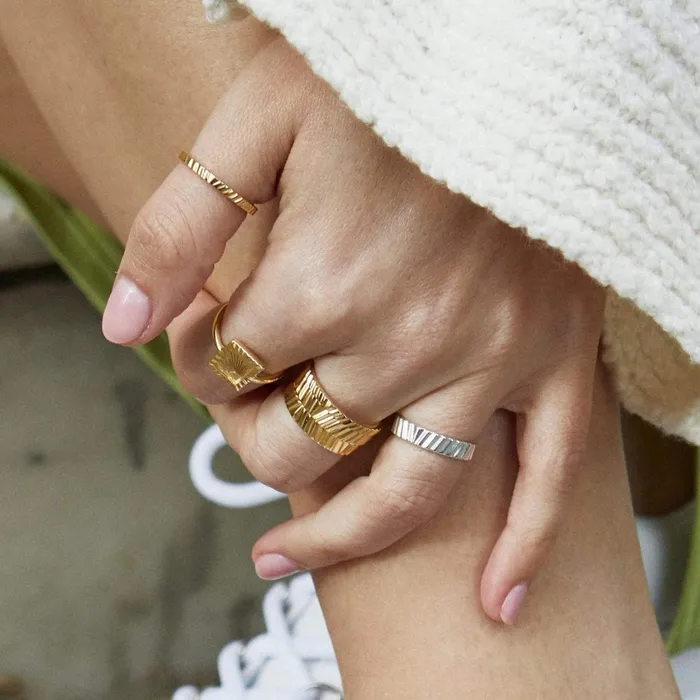 Women Este X Daisy Original Daisy London Jewellery Este Lalonde Sunburst Chunky Stacking Ring Sterling Silver