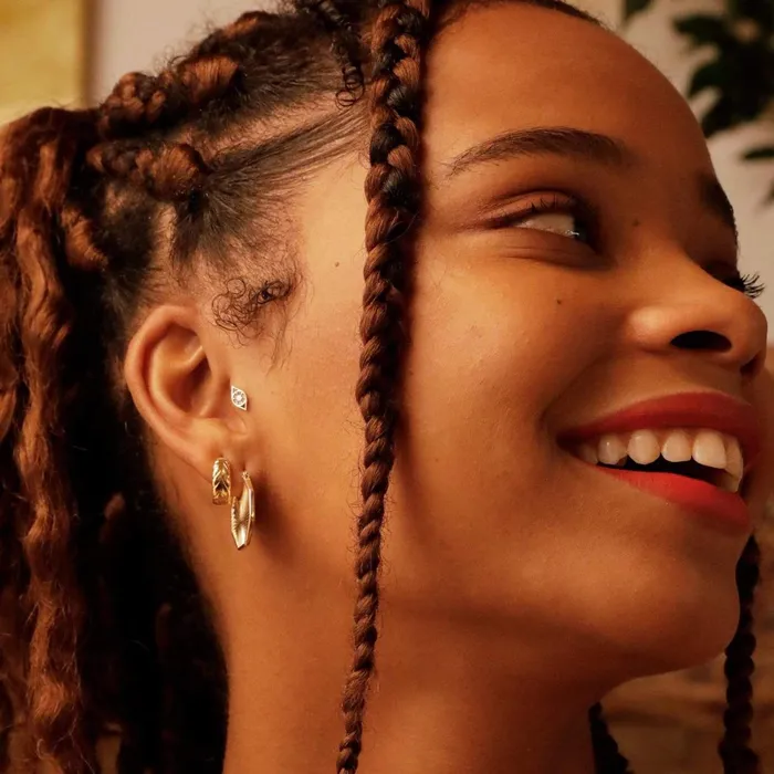 Women Este X Daisy Original Daisy London Jewellery Este Lalonde Sunburst Creole Earrings 18Ct Gold Plate