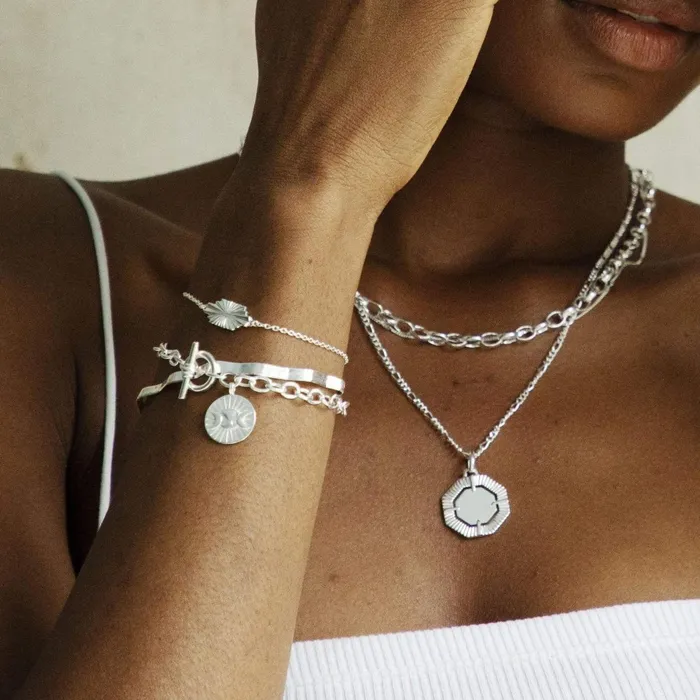 Women Este X Daisy Original Daisy London Jewellery Este Lalonde Sunburst Shield Bracelet Sterling Silver