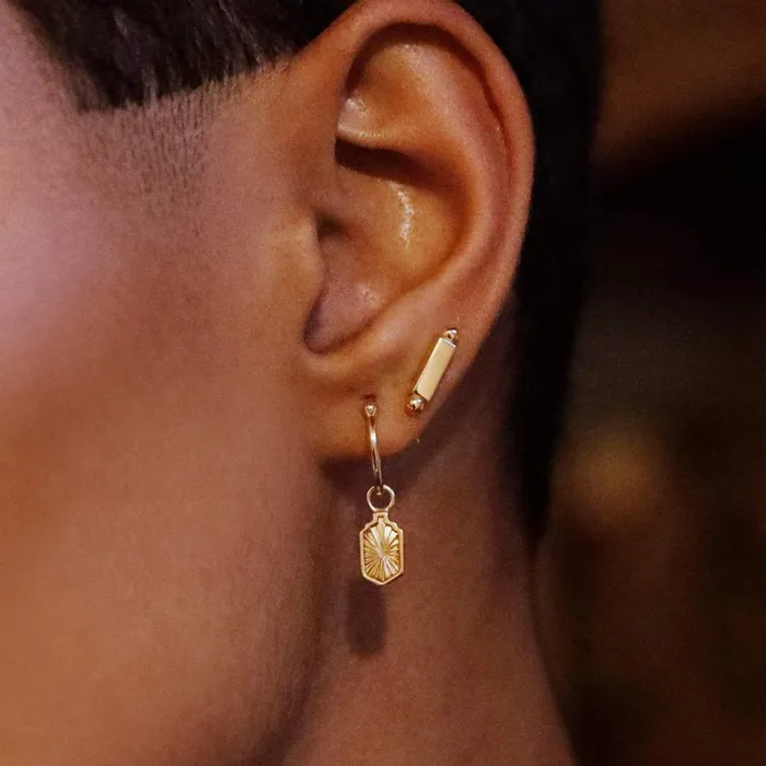 Women Este X Daisy Original Daisy London Jewellery Este Lalonde Sunburst Shield Charm Earrings 18Ct Gold Plate