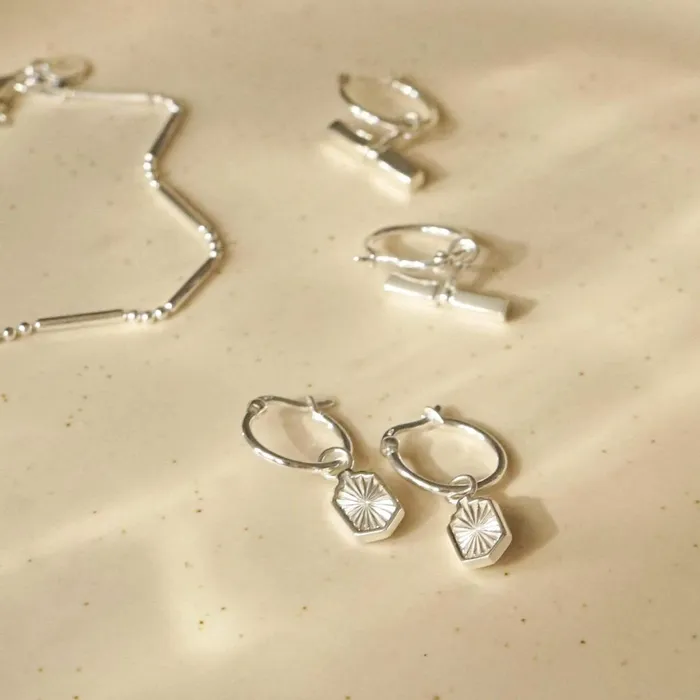 Women Este X Daisy Original Daisy London Jewellery Este Lalonde Sunburst Shield Charm Earrings Sterling Silver