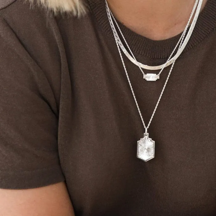 Women Este X Daisy Original Daisy London Jewellery Este Lalonde Sunburst Shield Necklace Sterling Silver