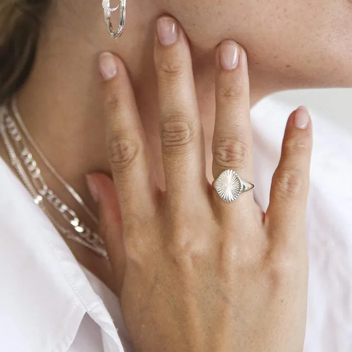 Women Este X Daisy Original Daisy London Jewellery Este Lalonde Sunburst Signet Ring Sterling Silver