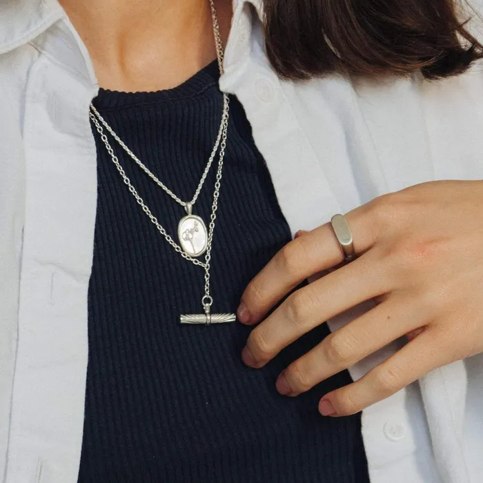 Women Este X Daisy Original Daisy London Jewellery Este Lalonde T Bar Necklace Sterling Silver