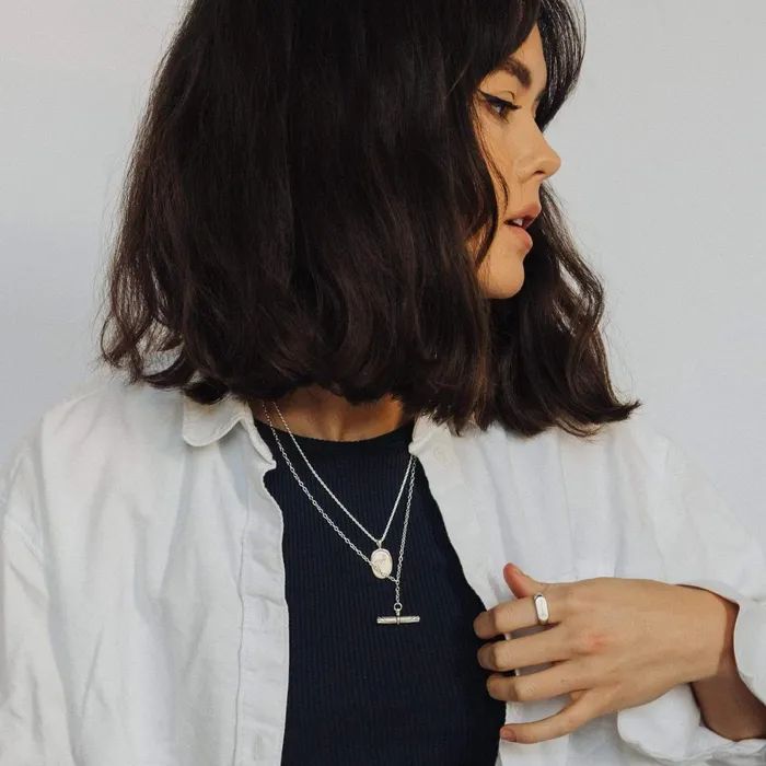 Women Este X Daisy Original Daisy London Jewellery Este Lalonde T Bar Necklace Sterling Silver