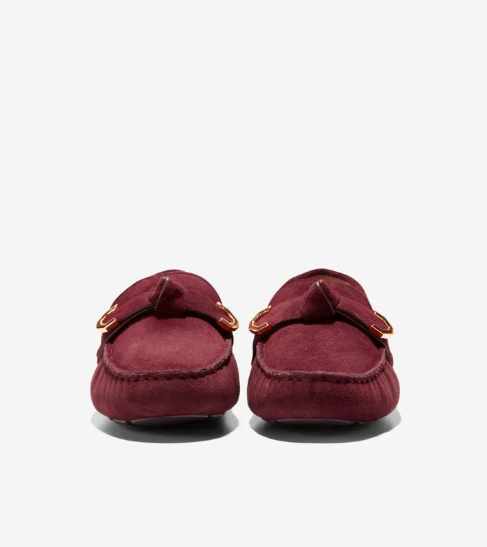 Women Evelyn Bow Driver Bloodstone Suede Cole Haan Loafers and Drivers