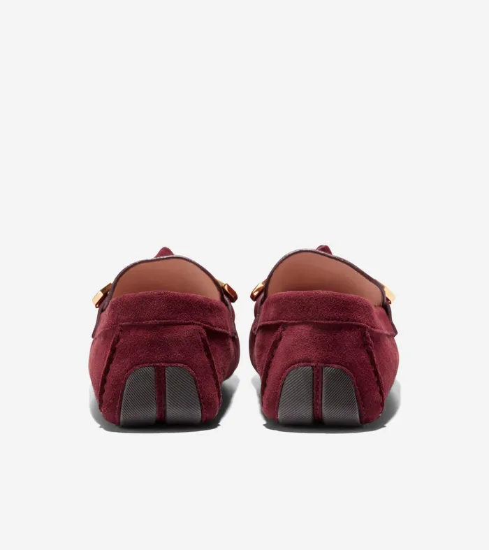 Women Evelyn Bow Driver Bloodstone Suede Cole Haan Loafers and Drivers