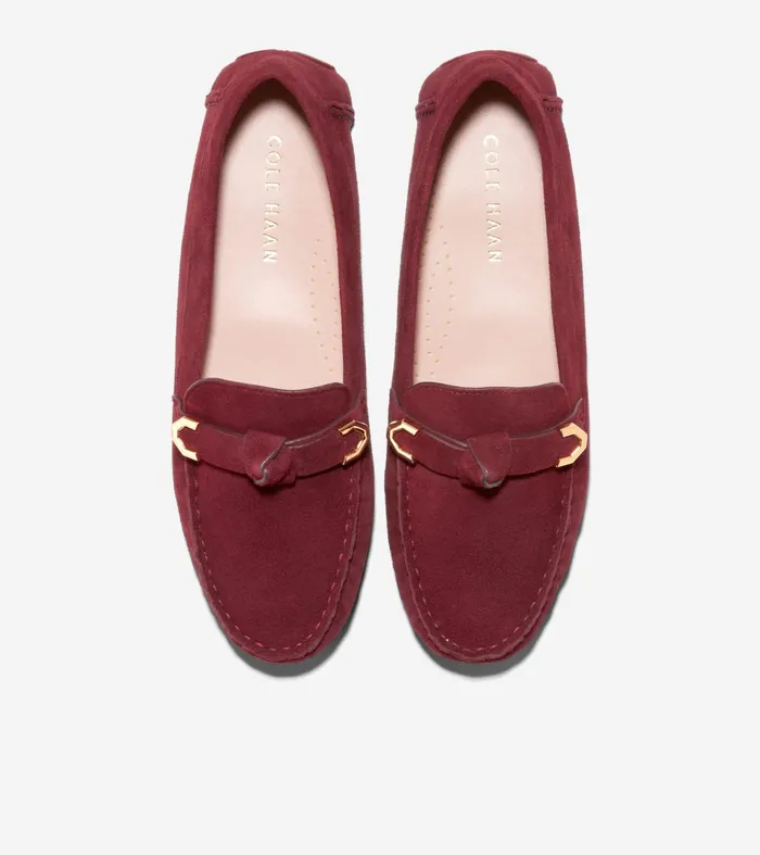 Women Evelyn Bow Driver Bloodstone Suede Cole Haan Loafers and Drivers