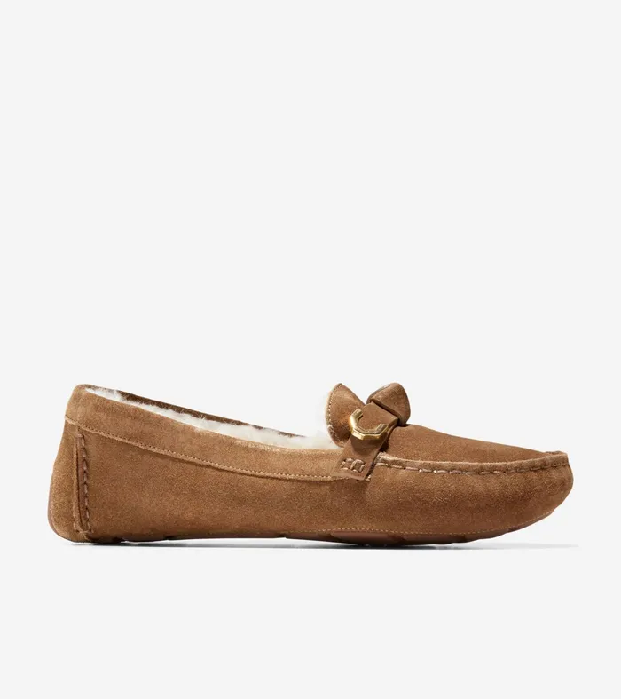 Women Evelyn Bow Drivers Golden Toffee Cole Haan Loafers and Drivers