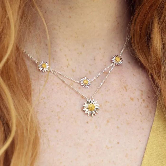 Women Flower Necklaces Daisy London Jewellery Three English Daisy Chain Necklace