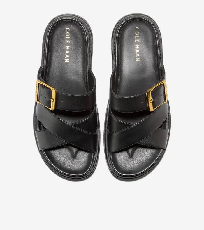 Women Fraya Slide Sandals Black Leather Cole Haan Sandals