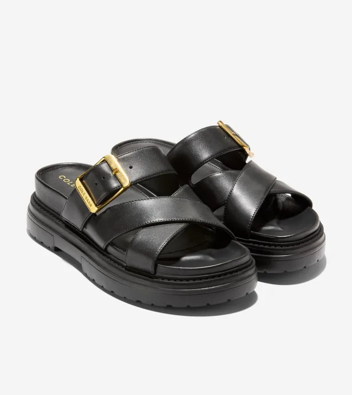 Women Fraya Slide Sandals Black Leather Cole Haan Sandals