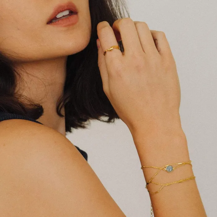 Women Friendship Bracelets Daisy London Jewellery Labradorite Healing Stone Bobble Bracelet 18Ct Gold Plate