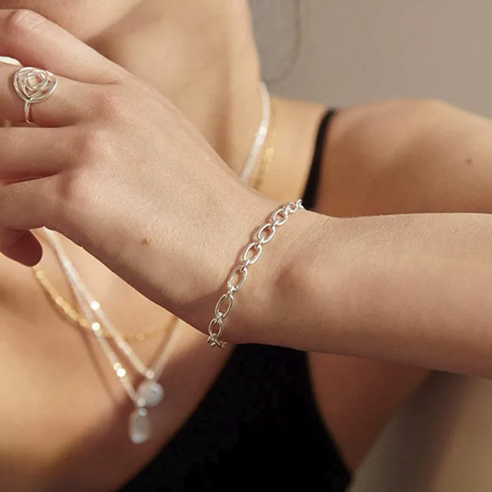 Women Friendship Bracelets Daisy London Jewellery Stacked Linked Chain Bracelet Sterling Silver