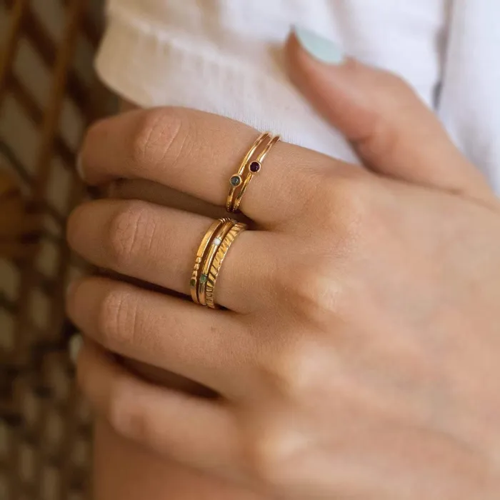 Women Gemstone Rings Daisy London Jewellery Amethyst Healing Stone Ring 18Ct Gold Plate