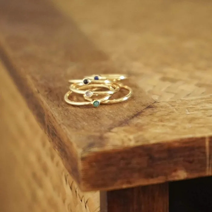 Women Gemstone Rings Daisy London Jewellery Green Aventurine Healing Stone Ring 18Ct Gold Plate