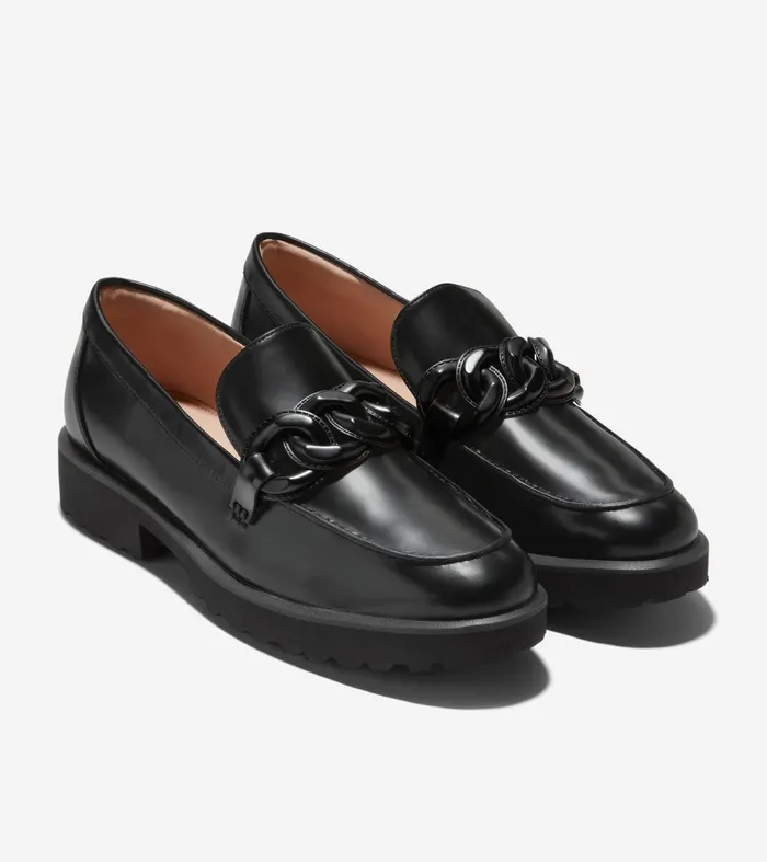 Women Geneva Chain Loafers Black Cole Haan Loafers and Drivers