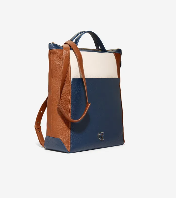 Women Grand Ambition Convertible Luxe Backpack British Tanblue Wing Tealivory Cole Haan Backpacks