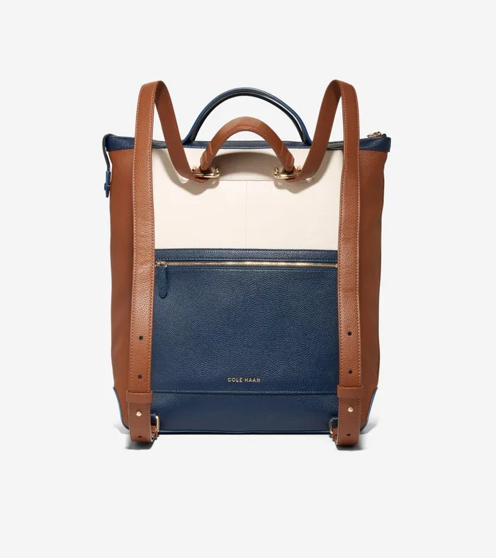 Women Grand Ambition Convertible Luxe Backpack British Tanblue Wing Tealivory Cole Haan Backpacks