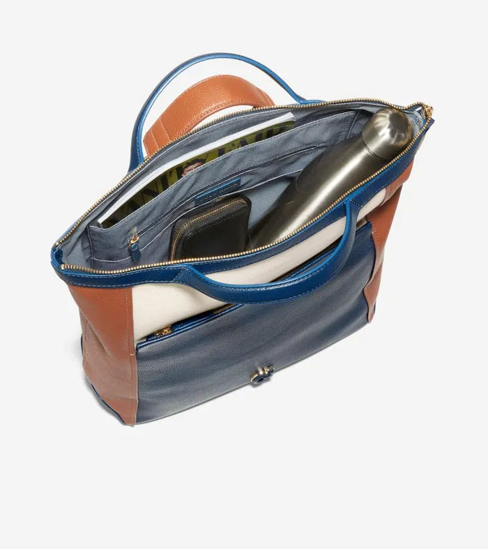 Women Grand Ambition Convertible Luxe Backpack British Tanblue Wing Tealivory Cole Haan Backpacks