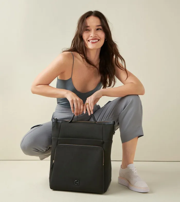 Women Grand Ambition Neoprene Backpack Black Cole Haan Backpacks