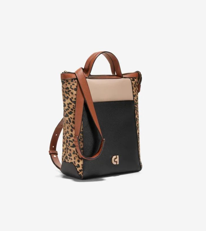 Women Grand Ambition Small Convertible Luxe Backpack Leopardblackdark Chocolatebritish Tansesame Cole Haan Backpacks