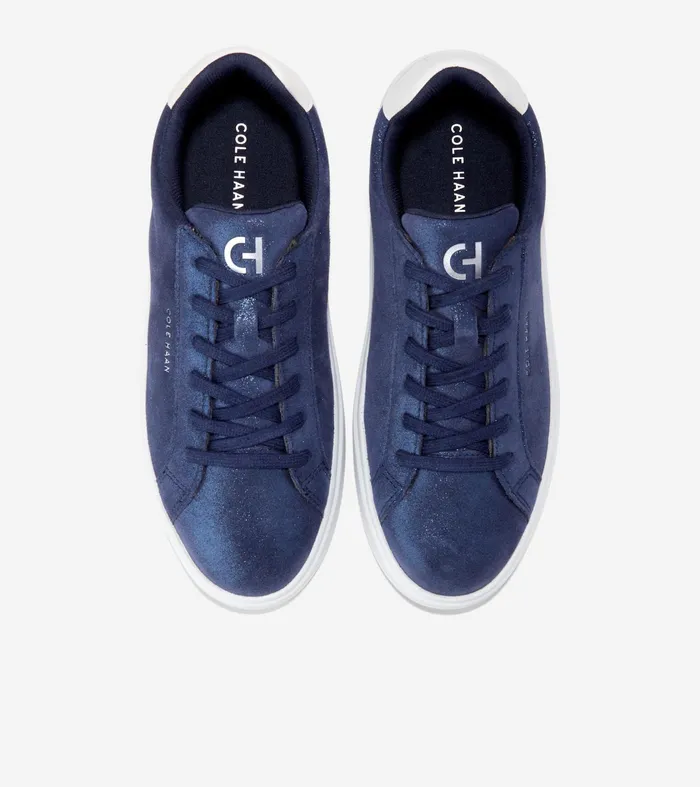 Women Grand Crosscourt Daily Sneakers Evening Blue Metallicoptic White Cole Haan Sneakers
