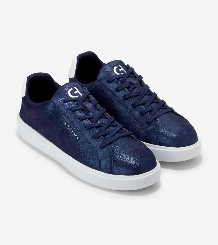Women Grand Crosscourt Daily Sneakers Evening Blue Metallicoptic White Cole Haan Sneakers