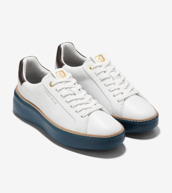 Women Grandproslash Topspin Sneakers Optic Whitechocolate Brownblue Wing Teal Cole Haan Sneakers