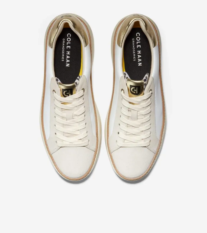 Women GrandProslash Topspin Sneakers Optic Whitegoldleopard Print Cole Haan Sneakers