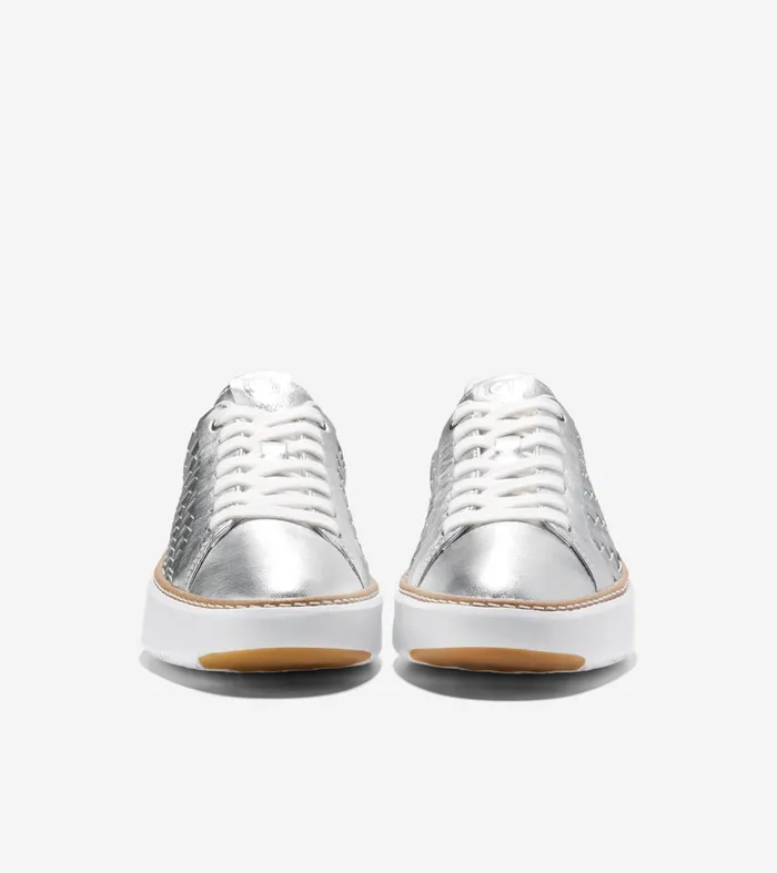Women Grandproslash Topspin Sneakers Silver Genevieve Weaveoptic White Cole Haan Sneakers