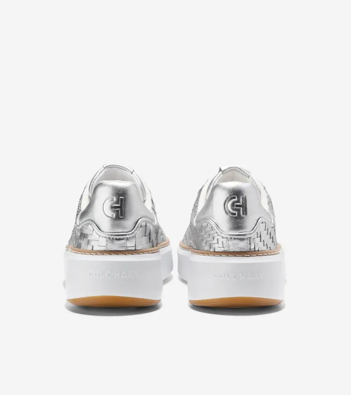 Women Grandproslash Topspin Sneakers Silver Genevieve Weaveoptic White Cole Haan Sneakers