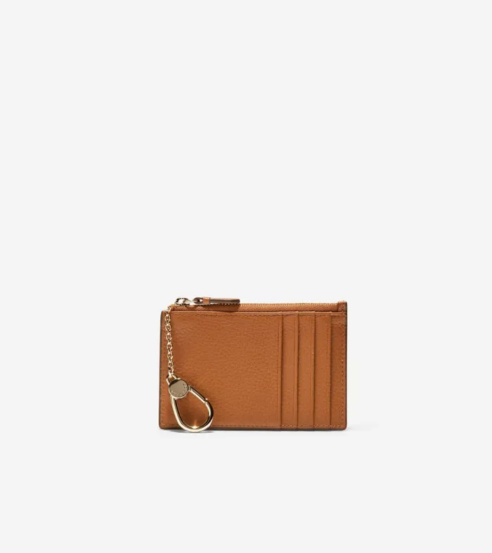 Women GRANDSERIES Card Case With Zip British Tan Pebbled Leather Cole Haan Wallets and Wristlets Women GRANDSERIES Card Case With Zip British Tan Pebbled Leather Cole Haan Wallets and Wristlets