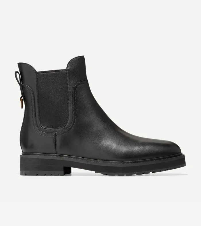 Women Greenwich Waterproof Chelsea Bootie Black Leather Cole Haan Boots