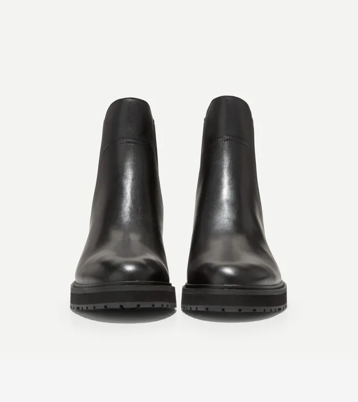 Women Greenwich Waterproof Chelsea Bootie Black Leather Cole Haan Boots