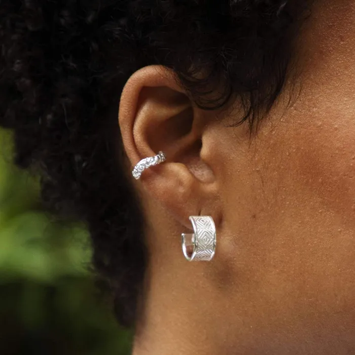 Women Hoop Earrings Daisy London Jewellery Artisan Chunky Hoop Earrings Sterling Silver