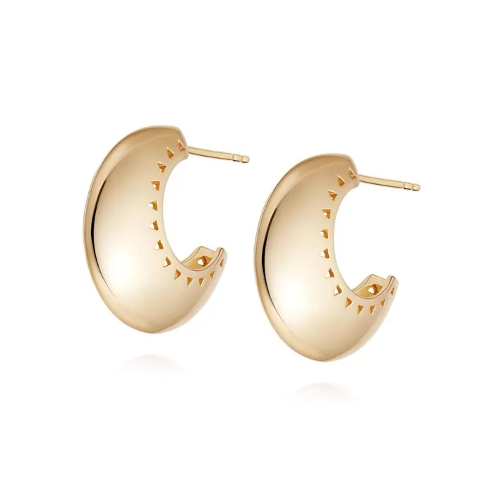 Women Hoop Earrings Daisy London Jewellery Artisan Stamped Large Hoops 18ct Gold Plate Women Hoop Earrings Daisy London Jewellery Artisan Stamped Large Hoops 18ct Gold Plate